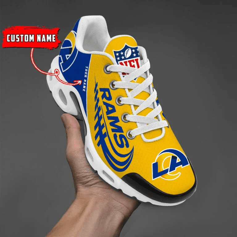 Los Angeles Rams Custom Name Air Max Shoes Sneakers For Men And Women - Blue/Yellow