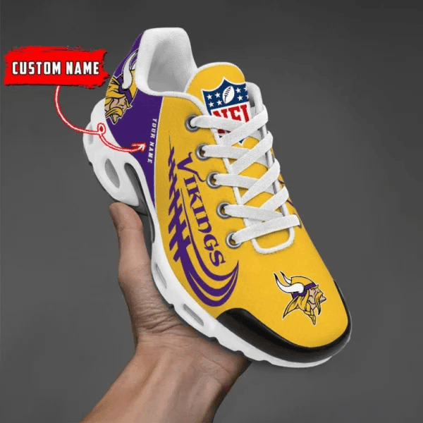 Minnesota Vikings Custom Name Air Max Shoes Sneakers For Men And Women - Purple/Yellow