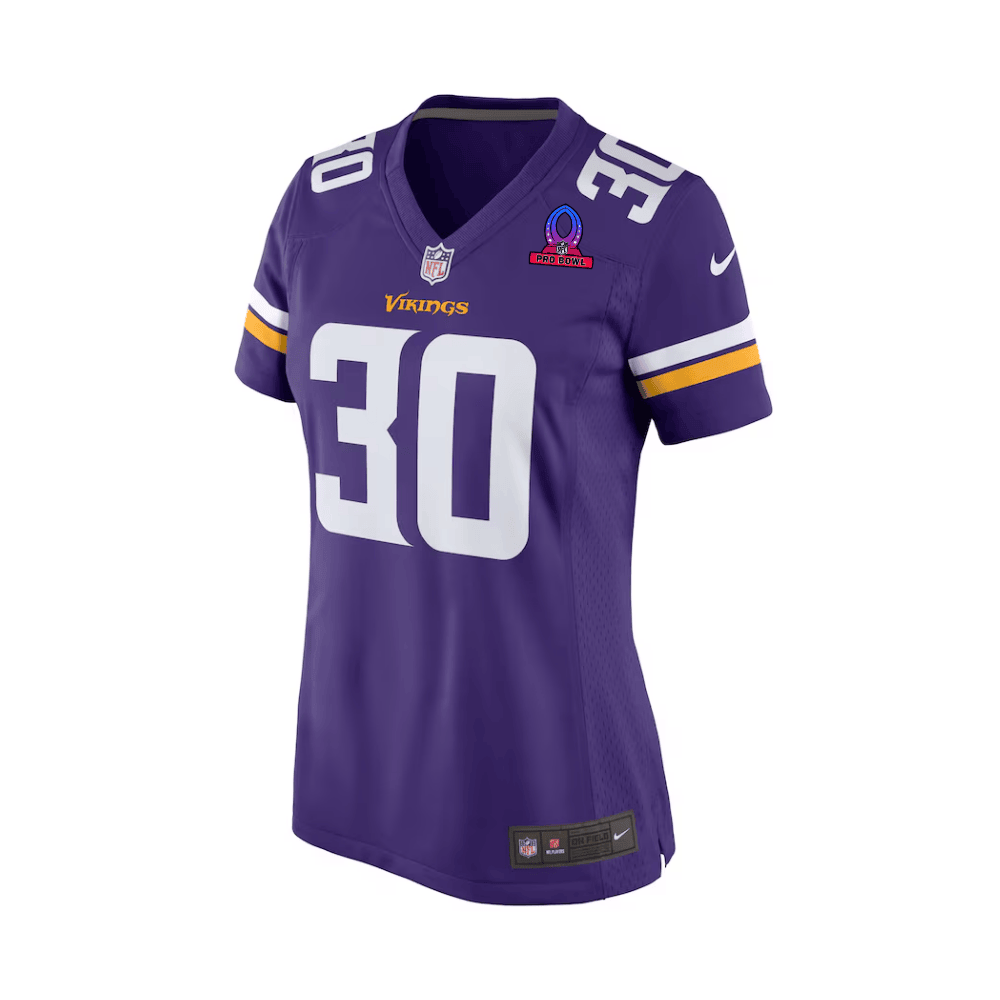 C.J. Ham 30 Minnesota Vikings 2025 Pro Bowl Patch Women Game Jersey - Purple