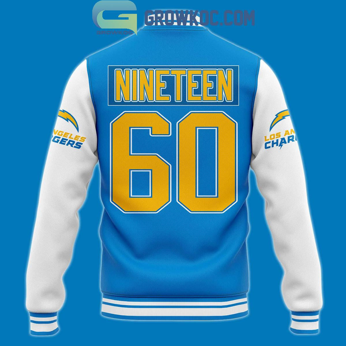 Los Angeles Chargers Jim Harbaugh Est 1960 Nineteen 2024 Baseball Jacket - All Over Printed - Blue - All-Over-Printed Jacket