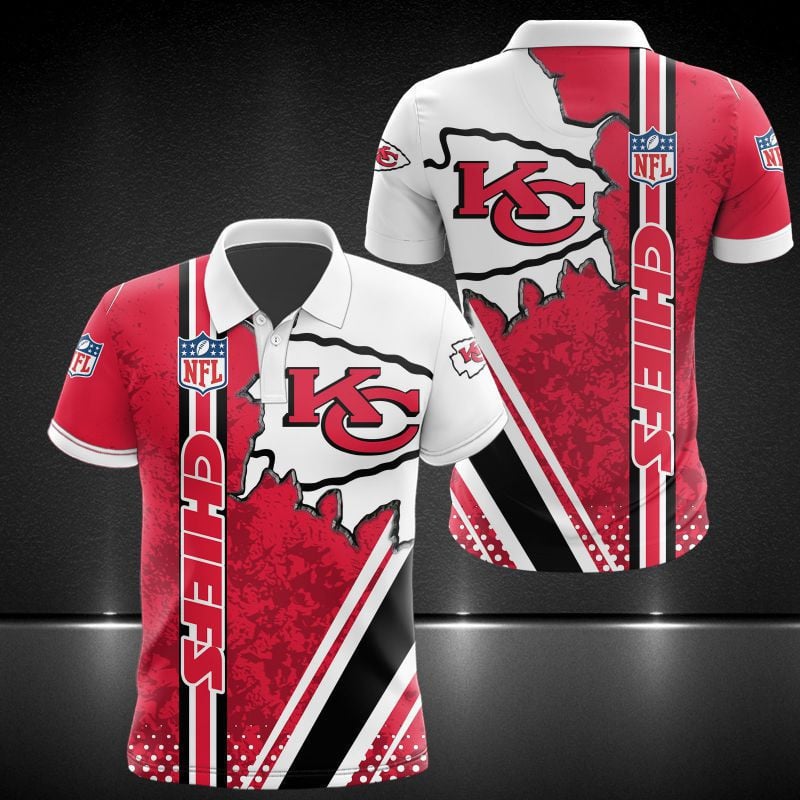 Kansas City Chiefs Bold Streak 3D Printed Polo Shirt - Red