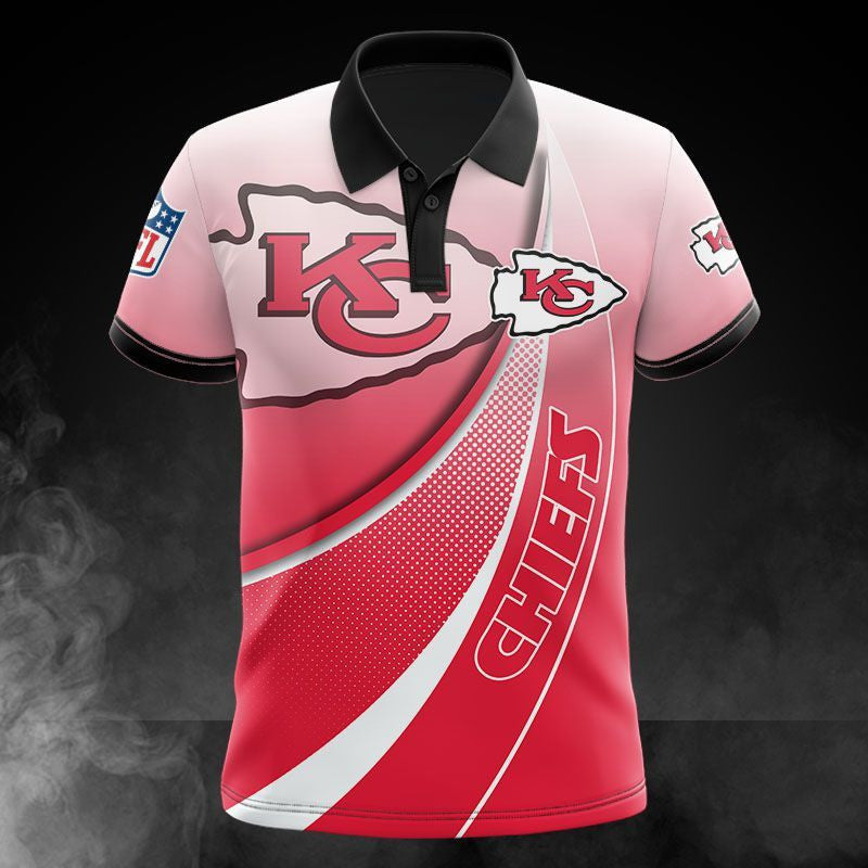 Kansas City Chiefs Gradient Curve 3D Printed Polo Shirt - Red