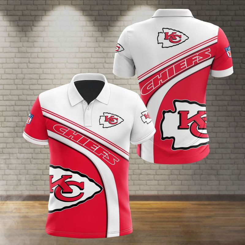 Kansas City Chiefs Classic Stripe 3D Printed Polo Shirt - Red