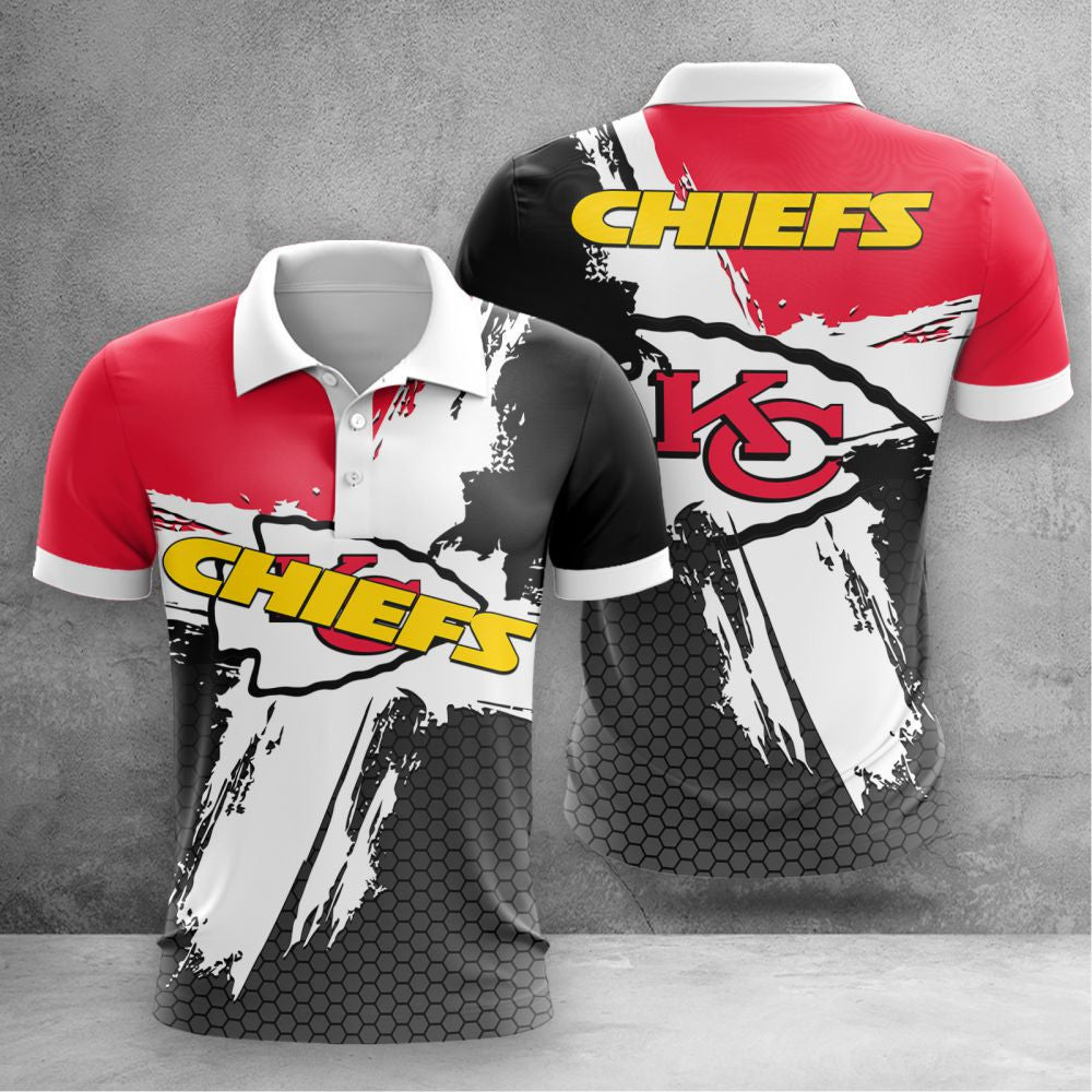 Kansas City Chiefs Hexagon Brushstroke 3D Printed Polo Shirt - Red