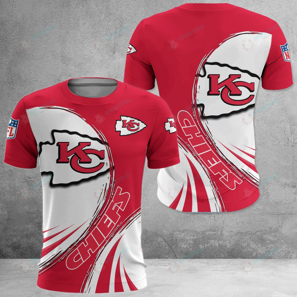 Kansas City Chiefs Dynamic Wave All Over Printed T-Shirt - Red