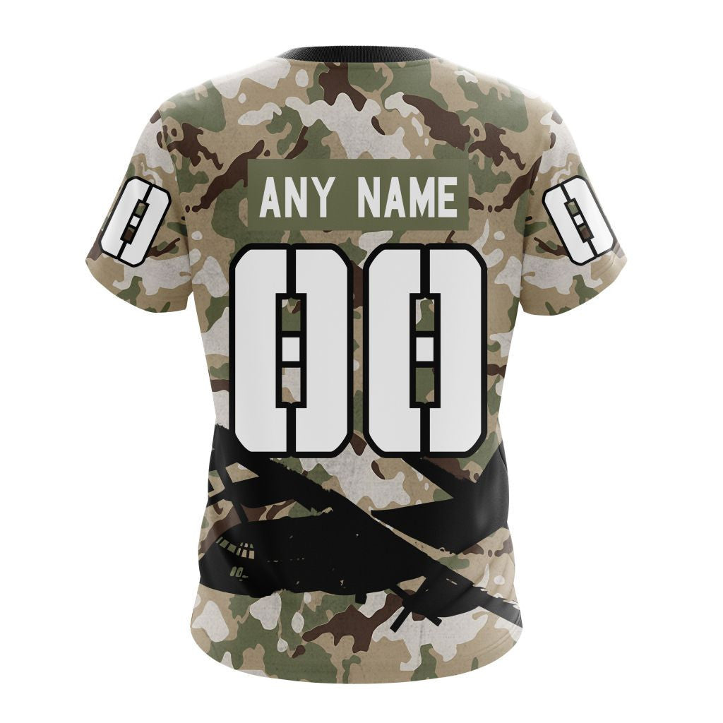 Kansas City Chiefs Helicopter Assault Custom Name & Number All Over Printed T-Shirt - Camo