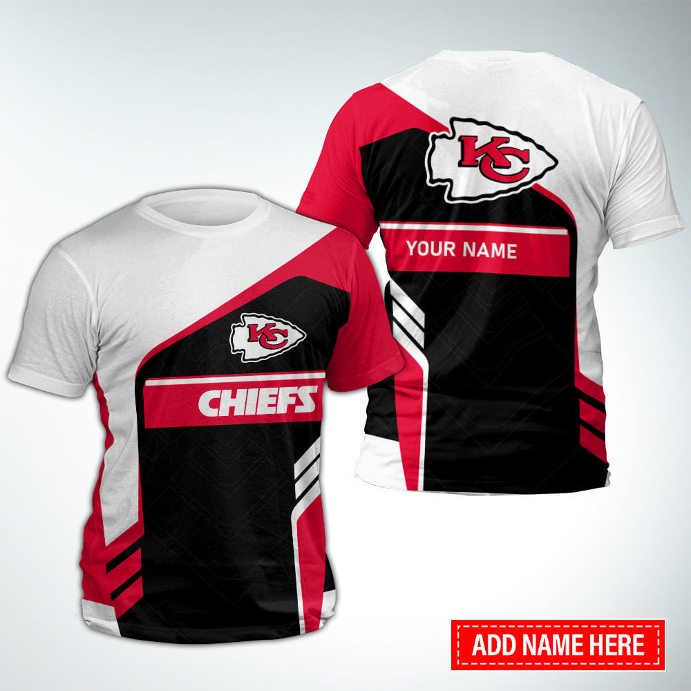 Kansas City Chiefs Modern Wave Custom Name All Over Printed T-Shirt - White