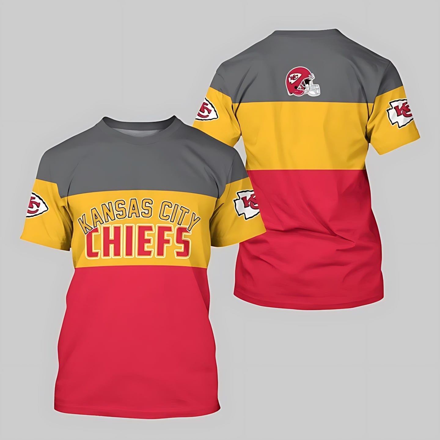 Kansas City Chiefs Retro Stripes All Over Printed T-Shirt - Red