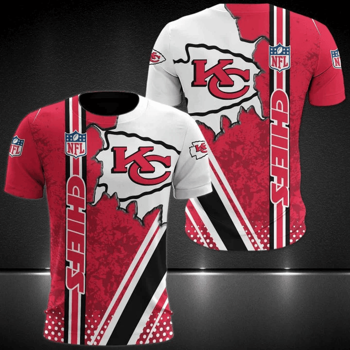 Kansas City Chiefs Red White All Over Printed T-Shirt - Red