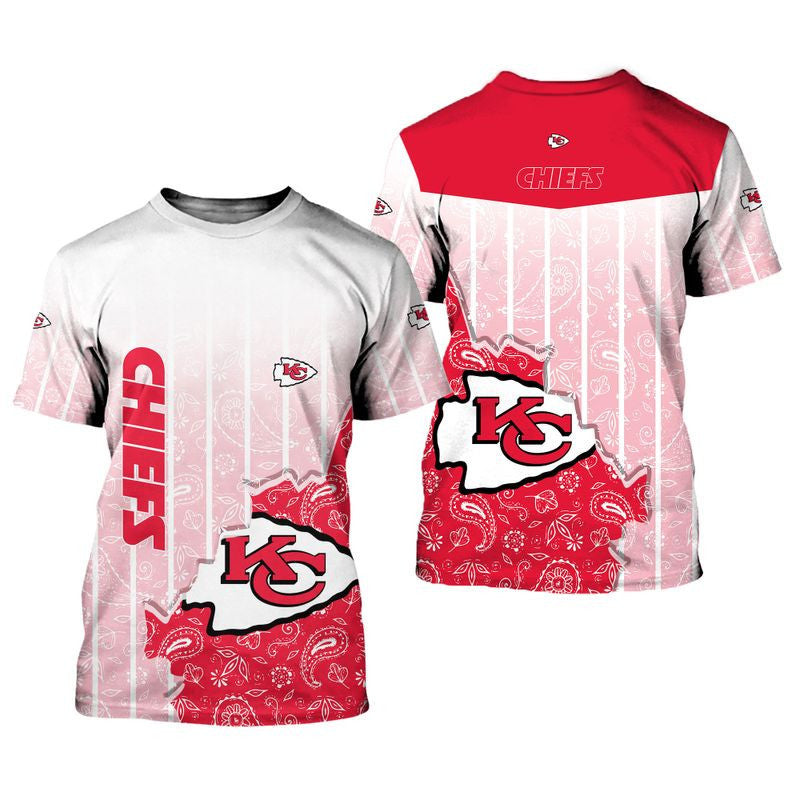 Kansas City Chiefs Limited Edition Bandana All Over Printed T-Shirt - White/Red