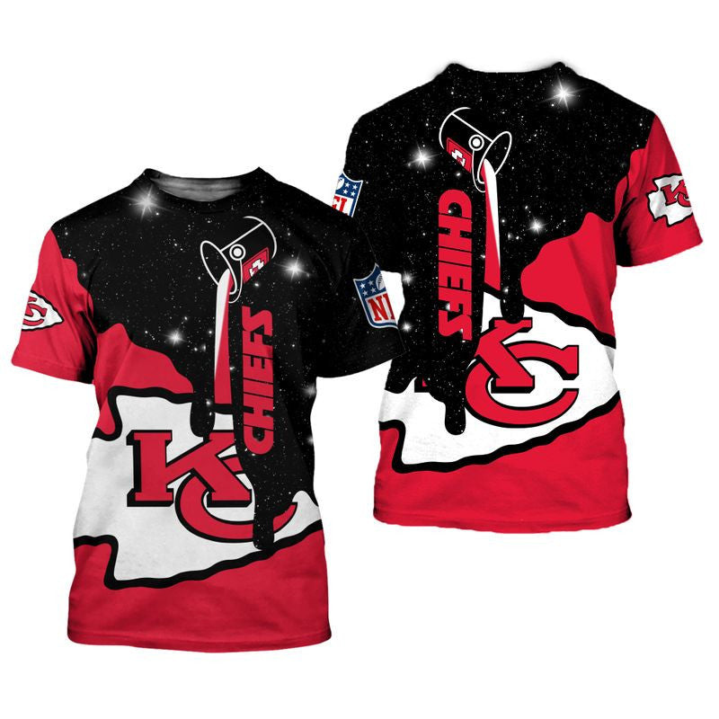 Kansas City Chiefs Paint Night Limited Edition All Over Printed T-Shirt - Black