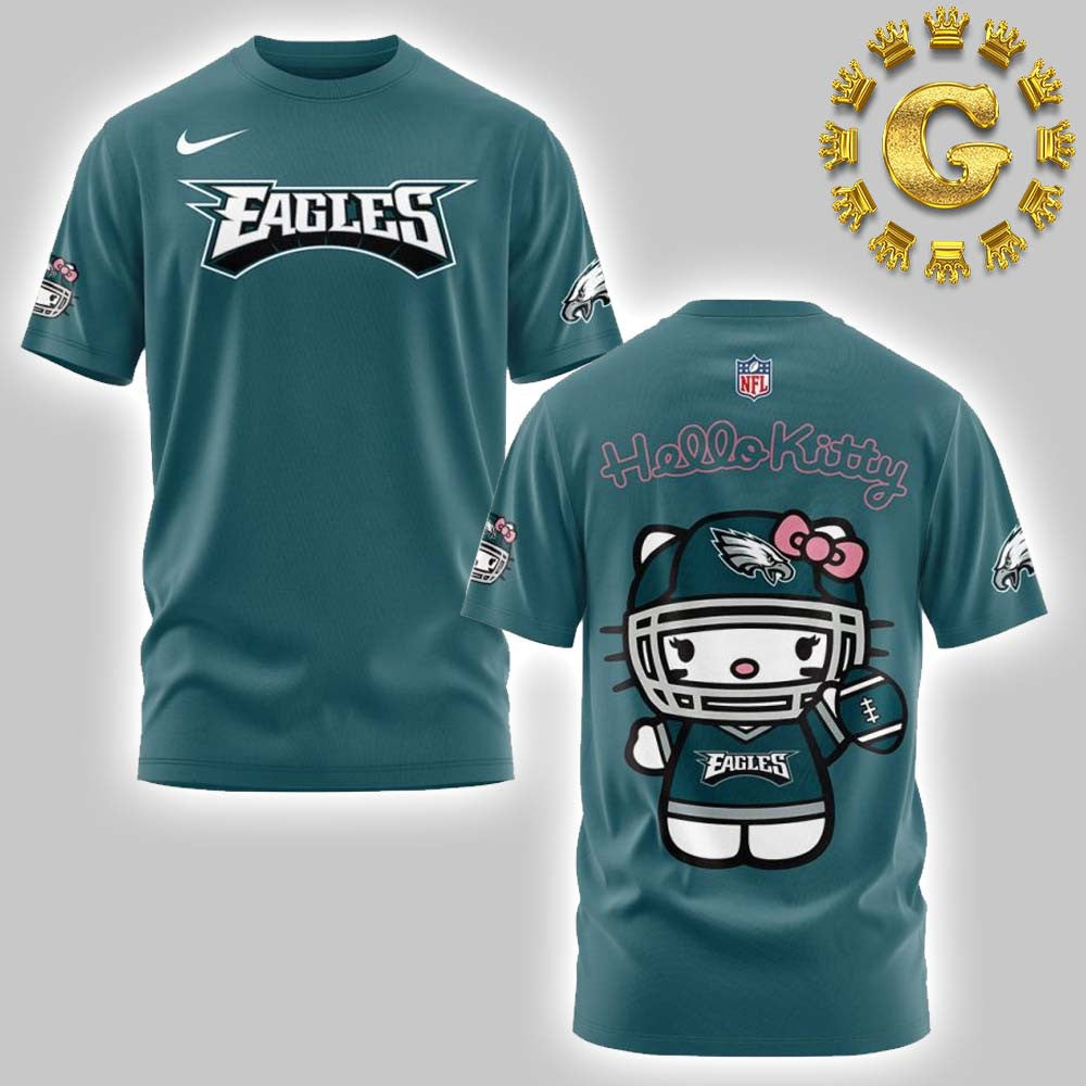 Philadelphia Eagles X Hello Kitty All Over Printed T-Shirt - Green