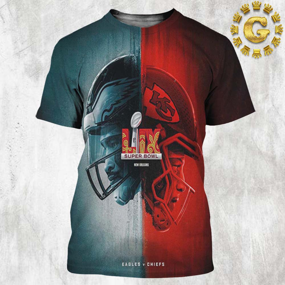 Philadelphia Eagles And Kansas City Chiefs Super Bowl LIX The Rematch On February 9 In New Orleans All Over Printed T-Shirt - Green