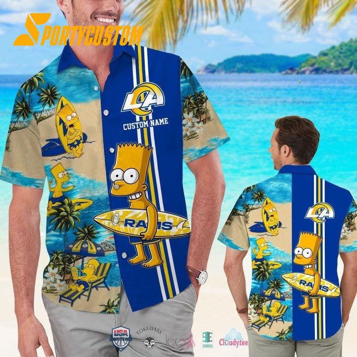 Los Angeles Rams x Bart Simpson Custom Name Hawaiian Shirt