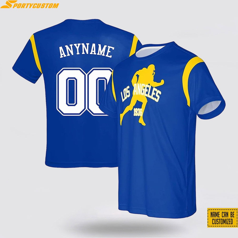 Los Angeles Rams Player Custom Name & Number All Over Printed T-Shirt - Blue