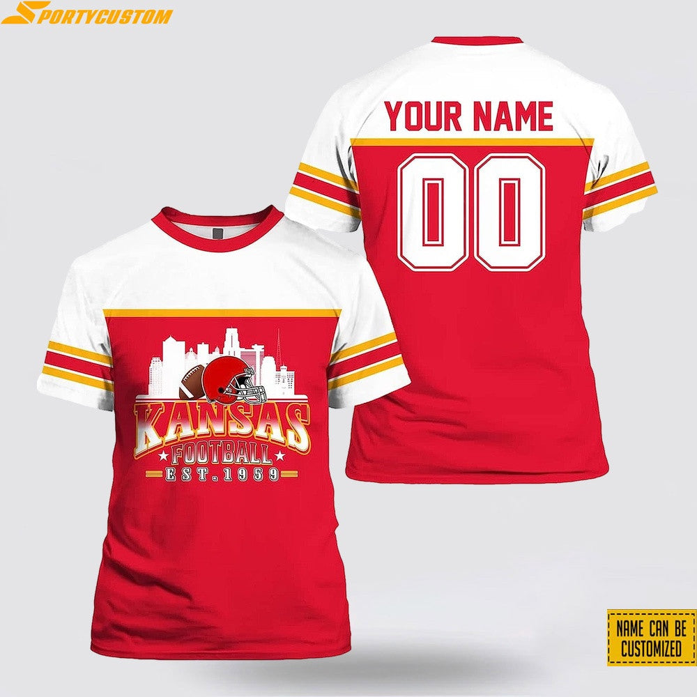 Kansas City Chiefs City Custom Name & Number All Over Printed T-Shirt - Red/White