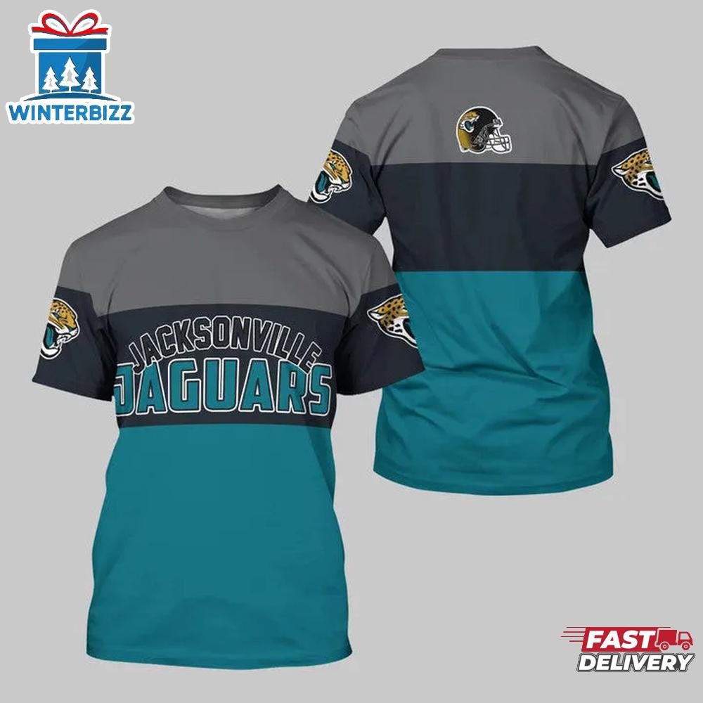 Jacksonville Jaguars Player Sport All Over Printed T-Shirt - Gray/Navy/Teal