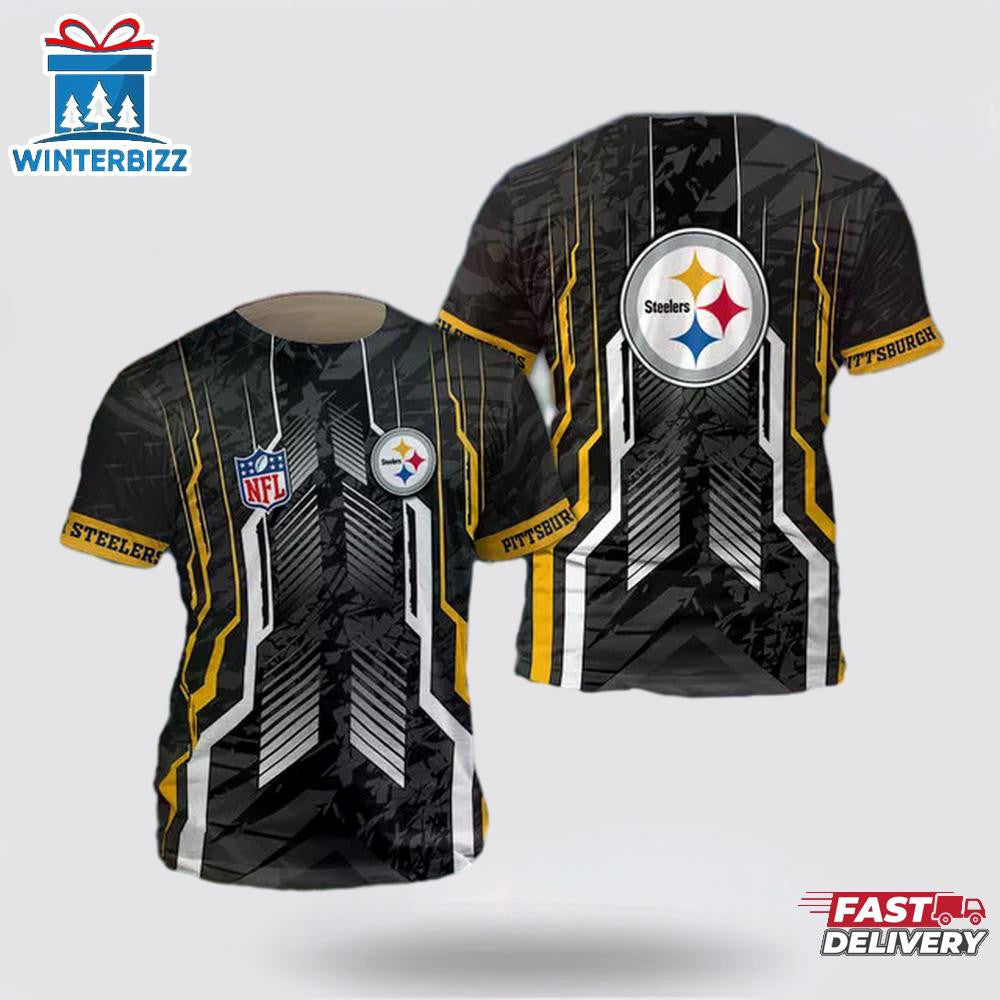 Pittsburgh Steelers Sport Modern All Over Printed T-Shirt - Black