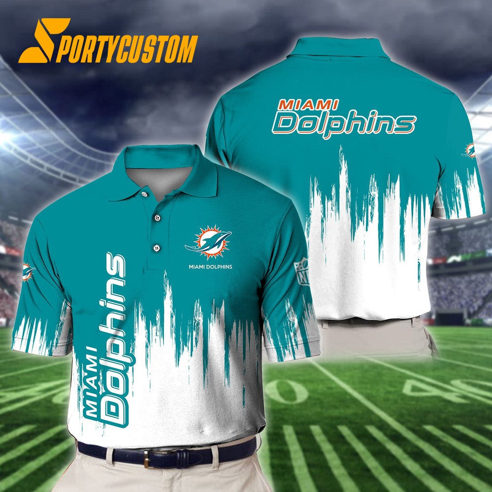 Miami Dolphins Football Team Logo Design 3D Printed Polo Shirt - Aqua