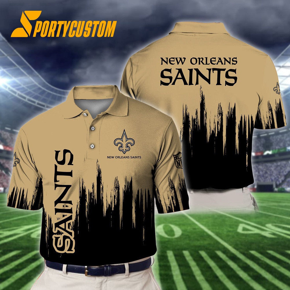New Orleans Saints Football Team Logo Design 3D Printed Polo Shirt - Cream
