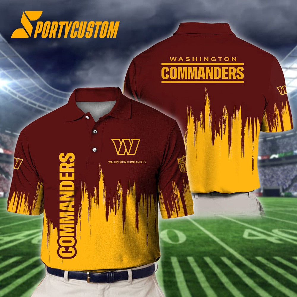 Washington Commanders Football Team Logo Design 3D Printed Polo Shirt - Burgundy
