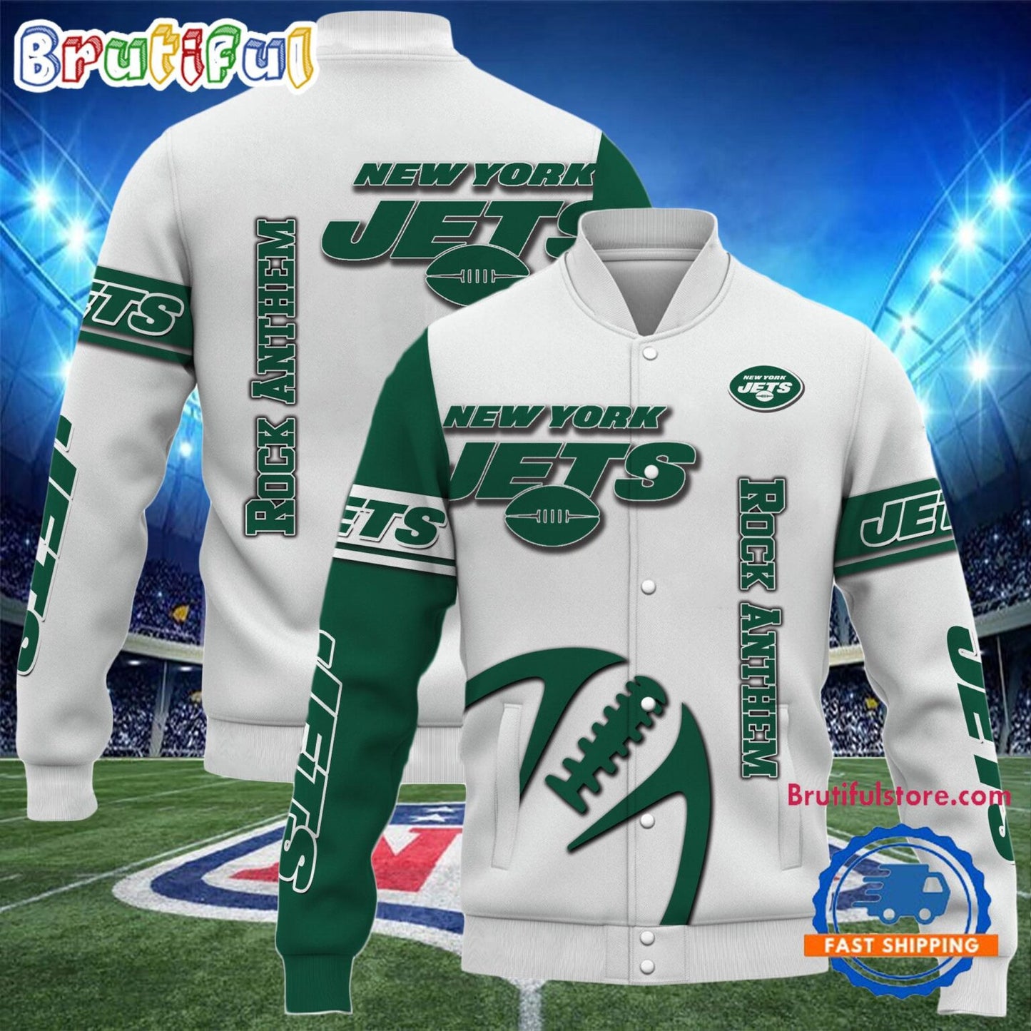 New York Jets 2024 Limited Edition New Design Baseball Jacket Varsity Jacket - White - All-Over-Printed Jacket