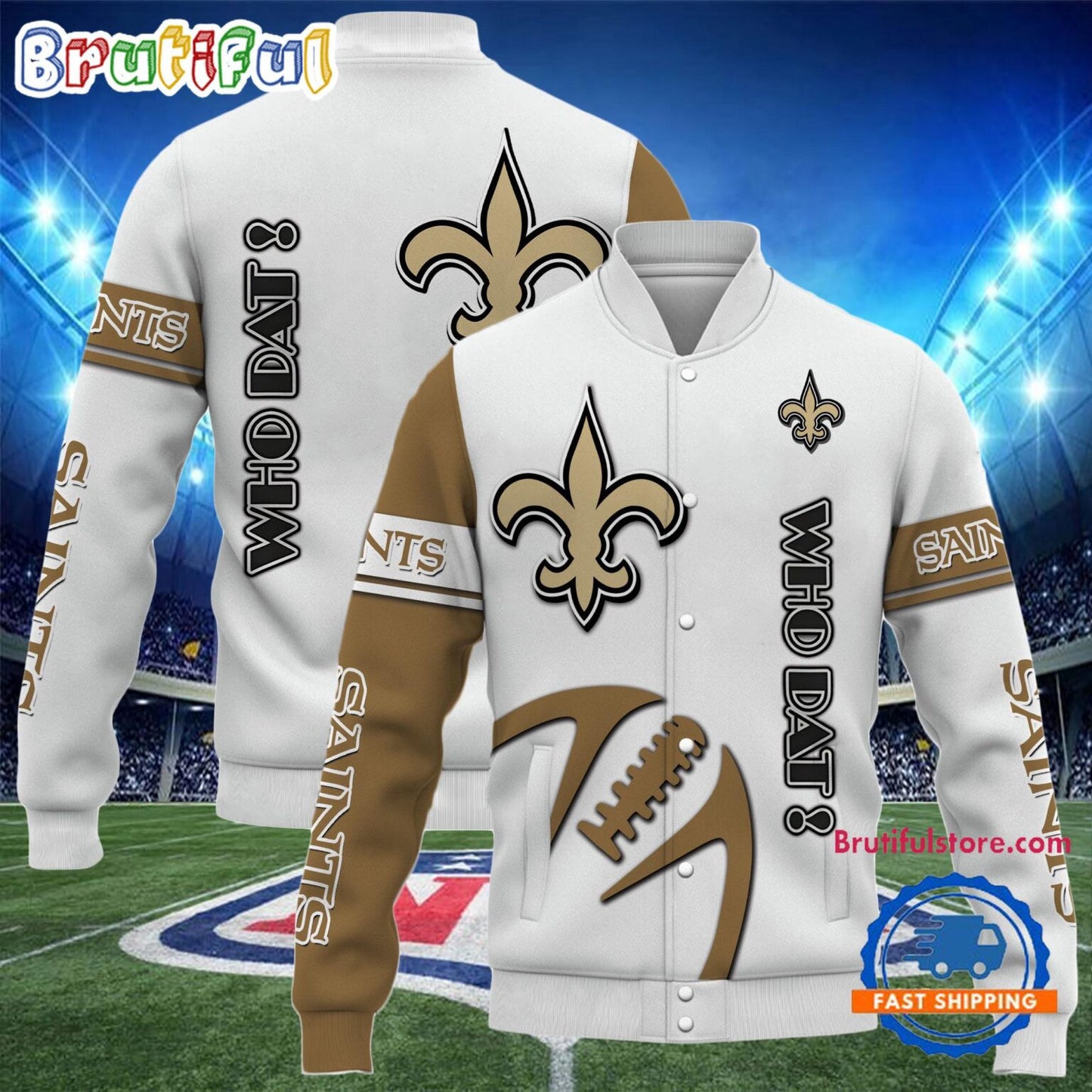New Orleans Saints 2024 Limited Edition New Design Baseball Jacket Varsity Jacket - White - All-Over-Printed Jacket