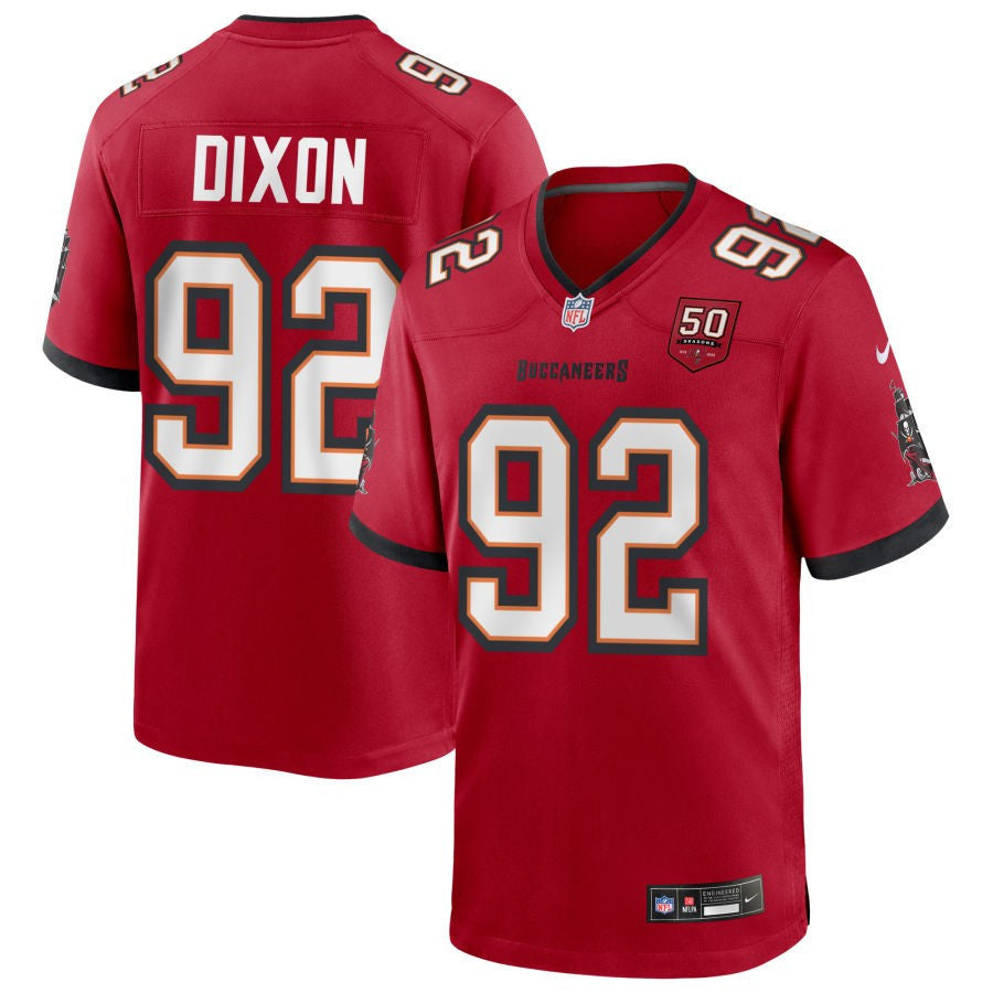 Riley Dixon 92 Tampa Bay Buccaneers 50th Anniversary Game Men Jersey - Red
