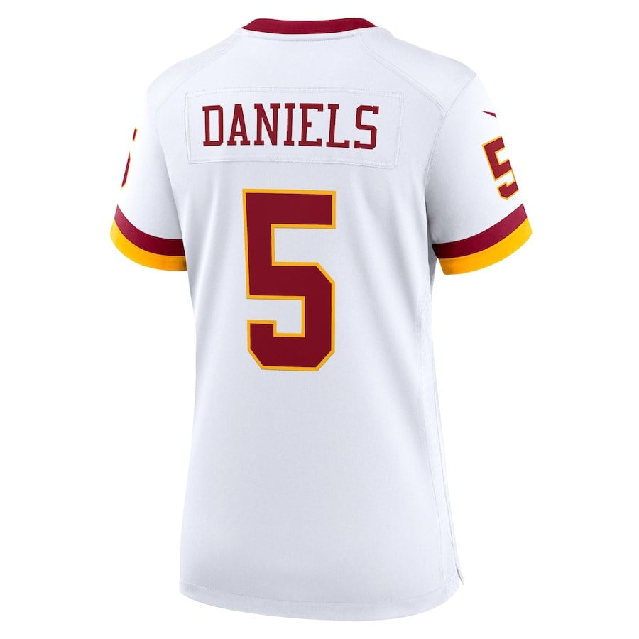 Jayden Daniels 5 Washington Commanders Women's Game Super Bowl Era Jersey - White