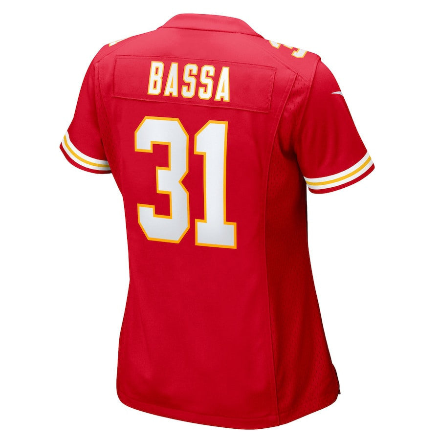 Jeffrey Bassa 31 Kansas City Chiefs Women's Team Game Jersey - Red