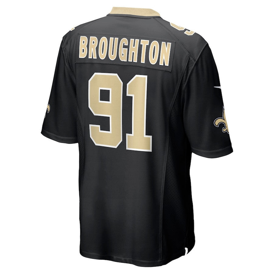 Vernon Broughton 91 New Orleans Saints Team Game Men Jersey - Black
