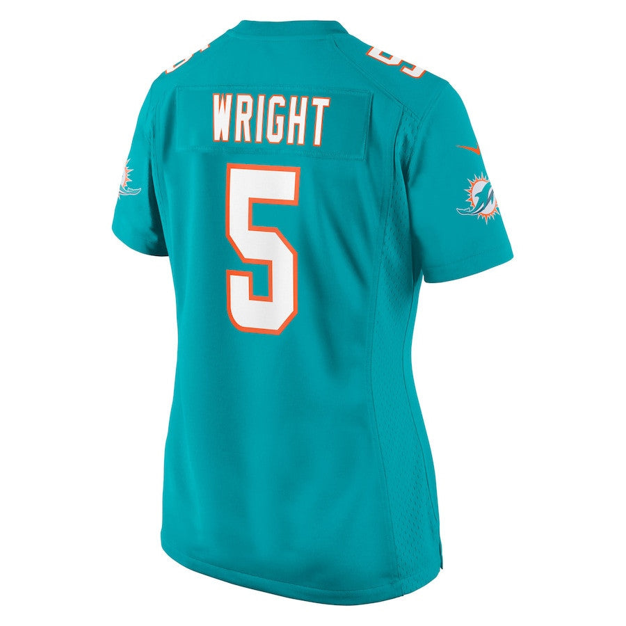 Jaylen Wright 5 Miami Dolphins Women's Team Game Jersey - Aqua
