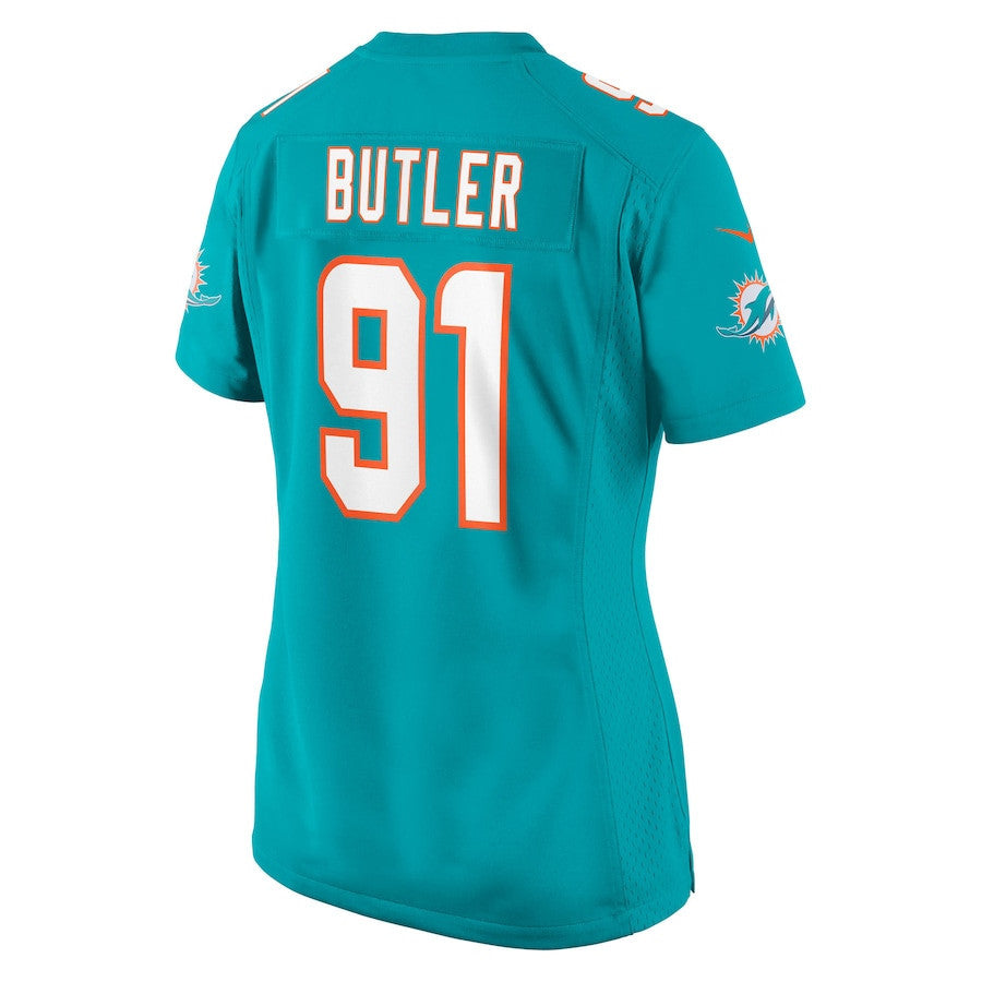 Matthew Butler 91 Miami Dolphins Women's Team Game Jersey - Aqua