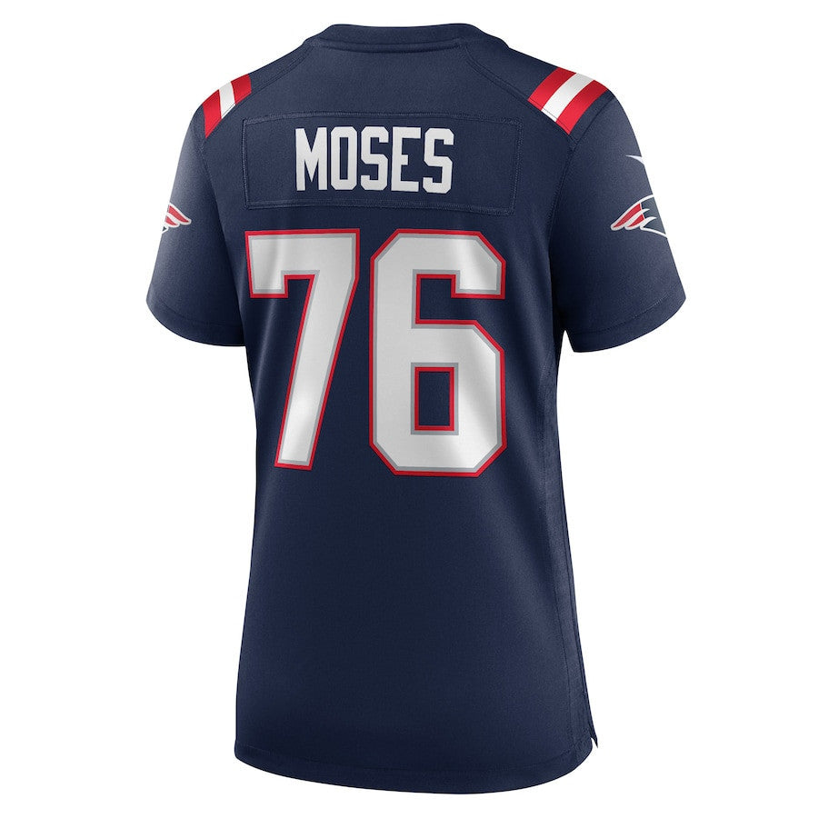 Morgan Moses 76 New England Patriots Women's Team Game Jersey - Navy