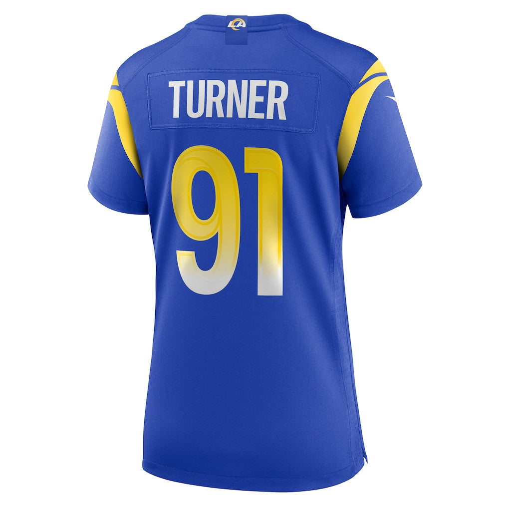 Kobie Turner 91 Los Angeles Rams Women's Team Game Jersey - Royal