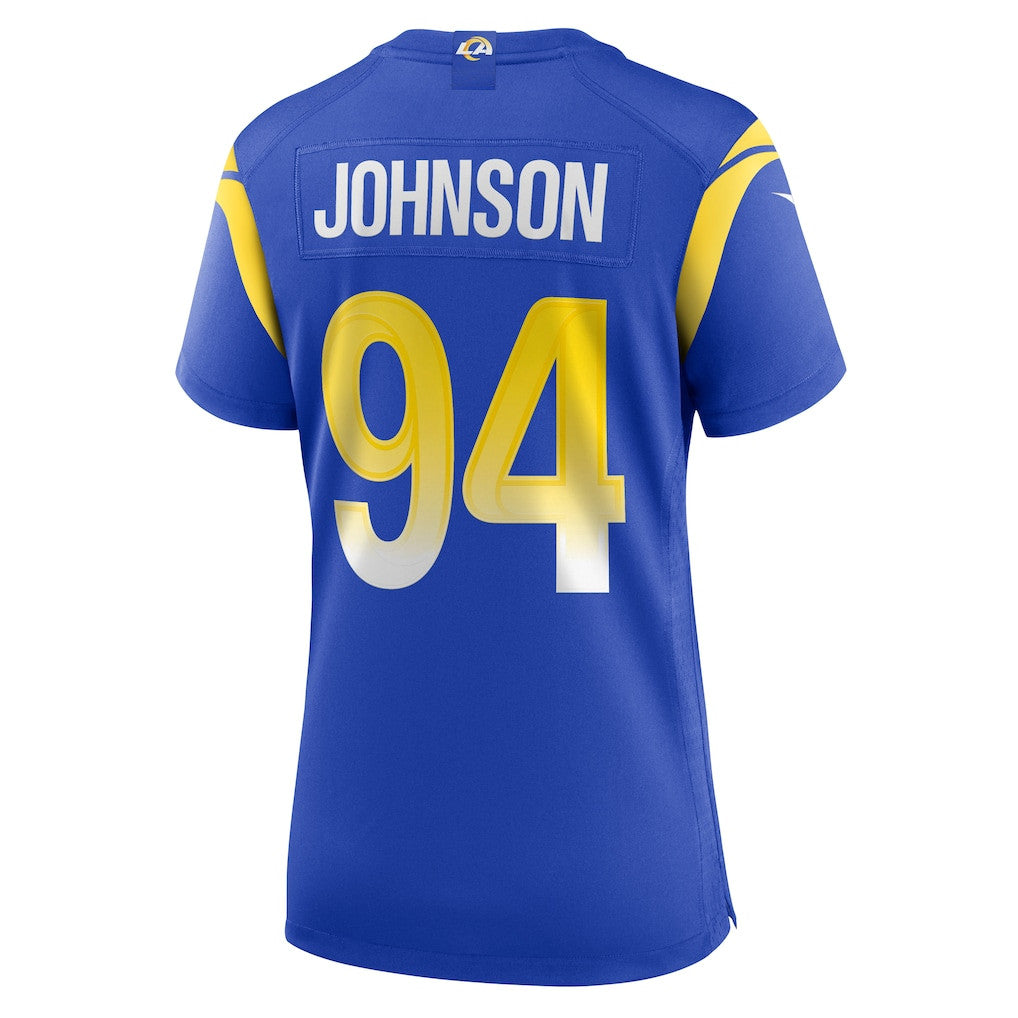 Desjuan Johnson 94 Los Angeles Rams Women's Team Game Jersey - Royal