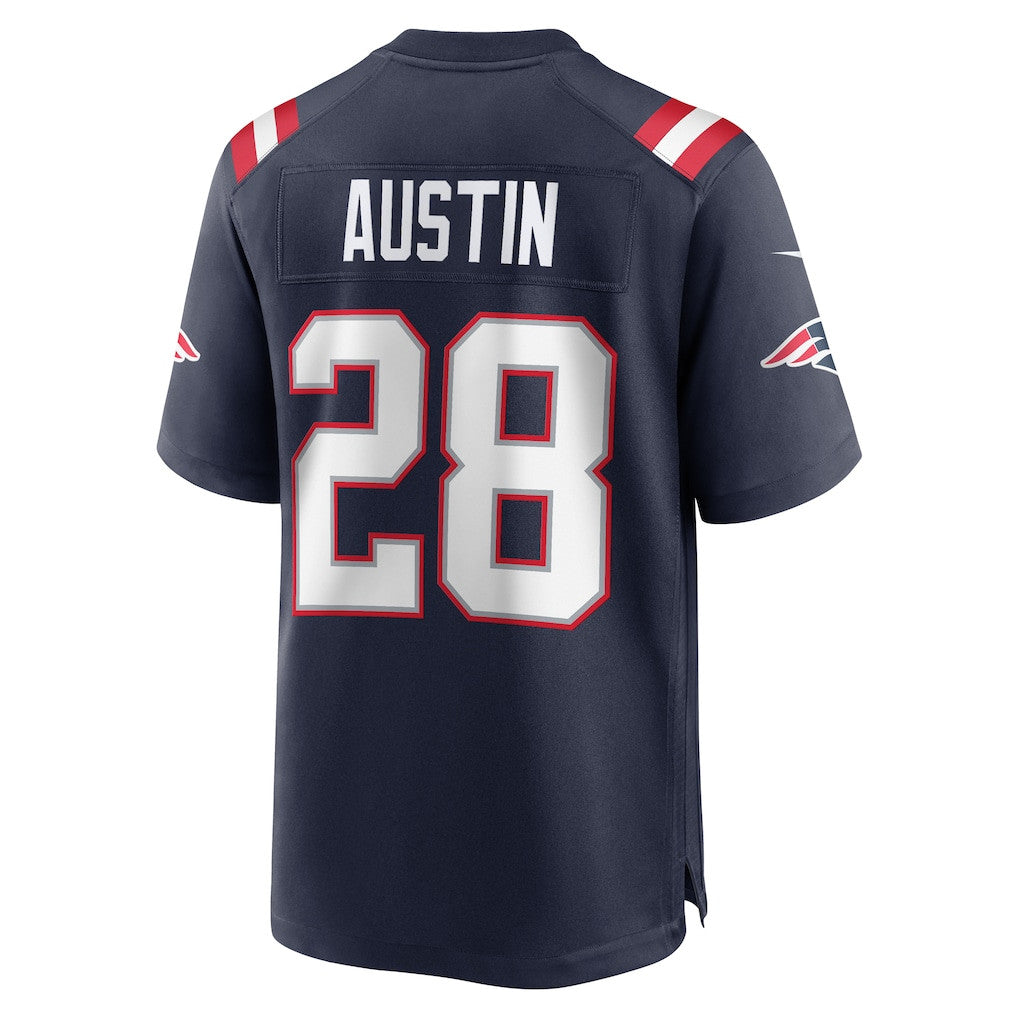Alex Austin 28 New England Patriots Game Men Jersey - Navy