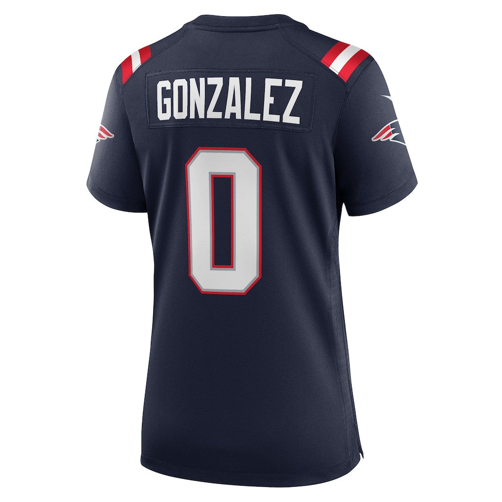 Christian Gonzalez 0 New England Patriots Women's Team Game Jersey - Navy
