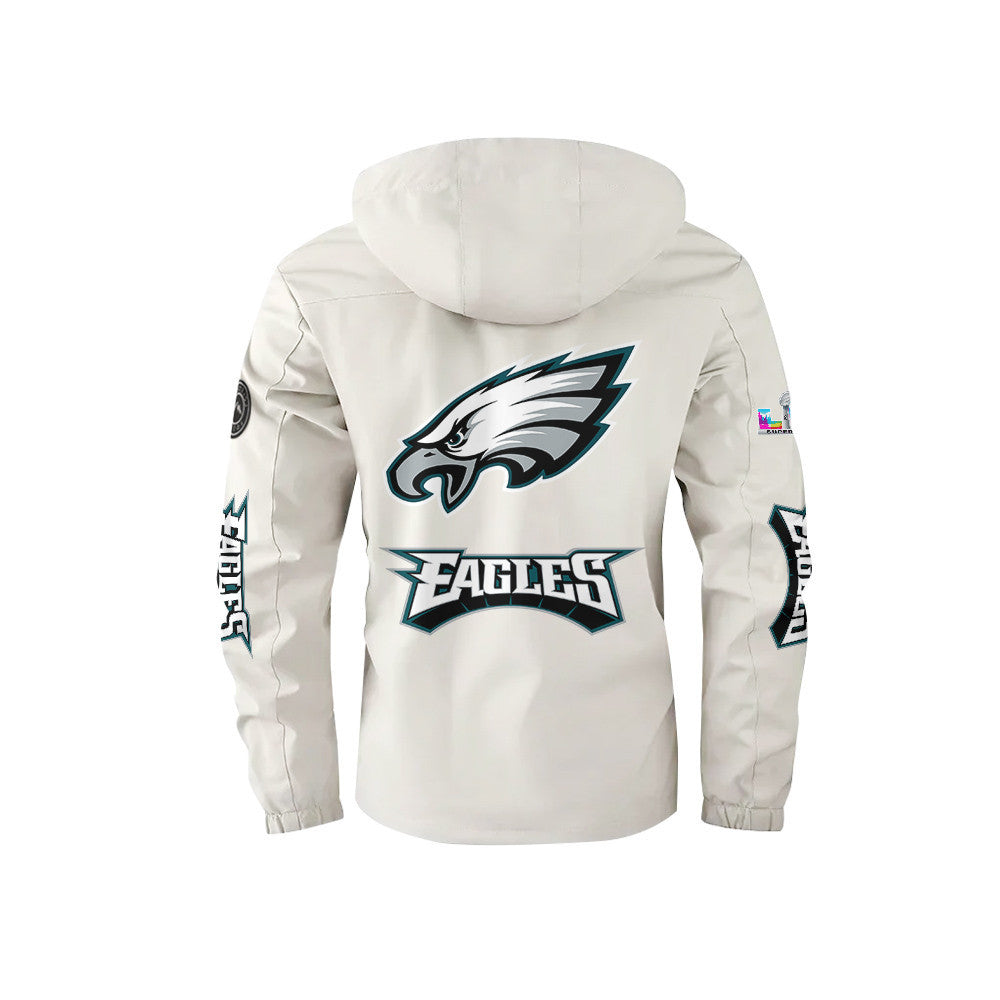 Philadelphia Eagles 2026 Super Bowl LX White Parka Coat – Printed Logos