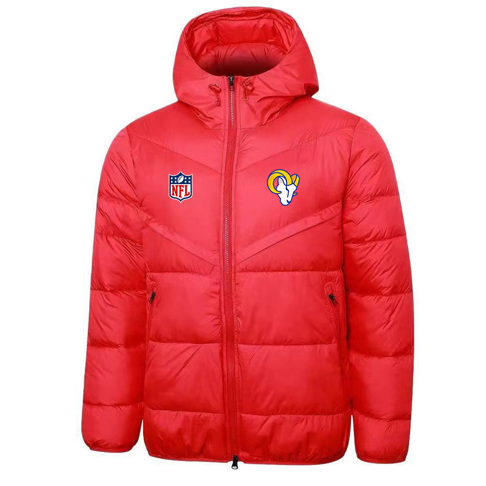 Los Angeles Rams Red Quilt Down Jacket - Heat-Printed Logos