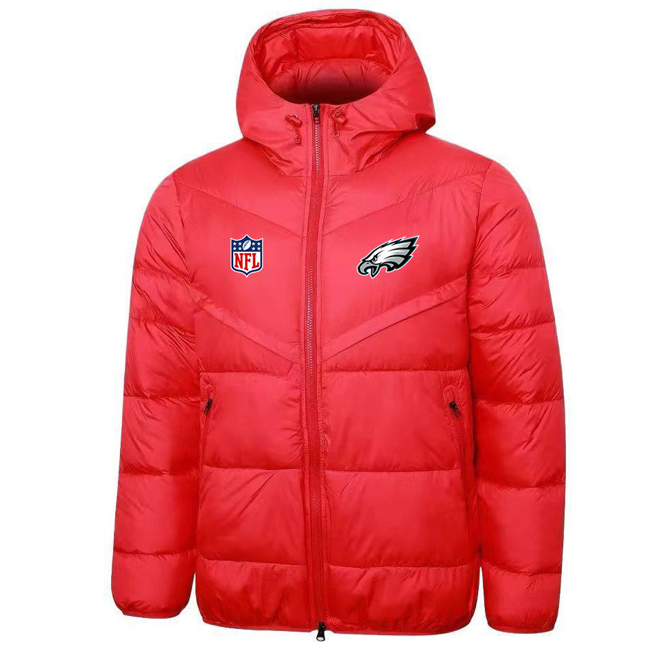 Philadelphia Eagles Red Quilt Down Jacket - Heat-Printed Logos