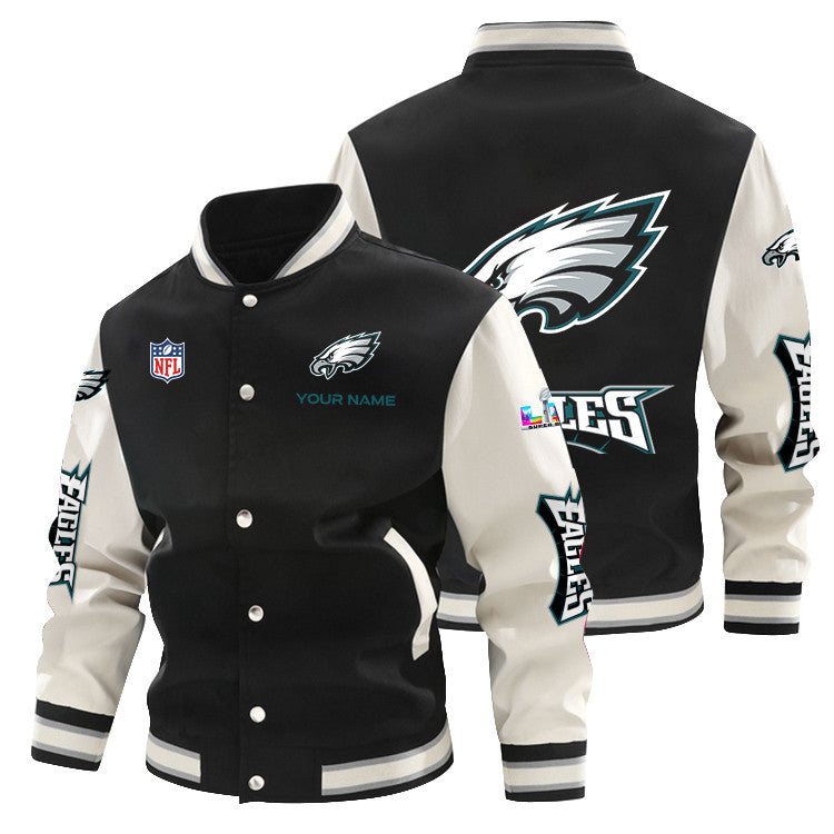 Philadelphia Eagles 2026 Super Bowl LX All-Over Print Baseball Jacket – Black