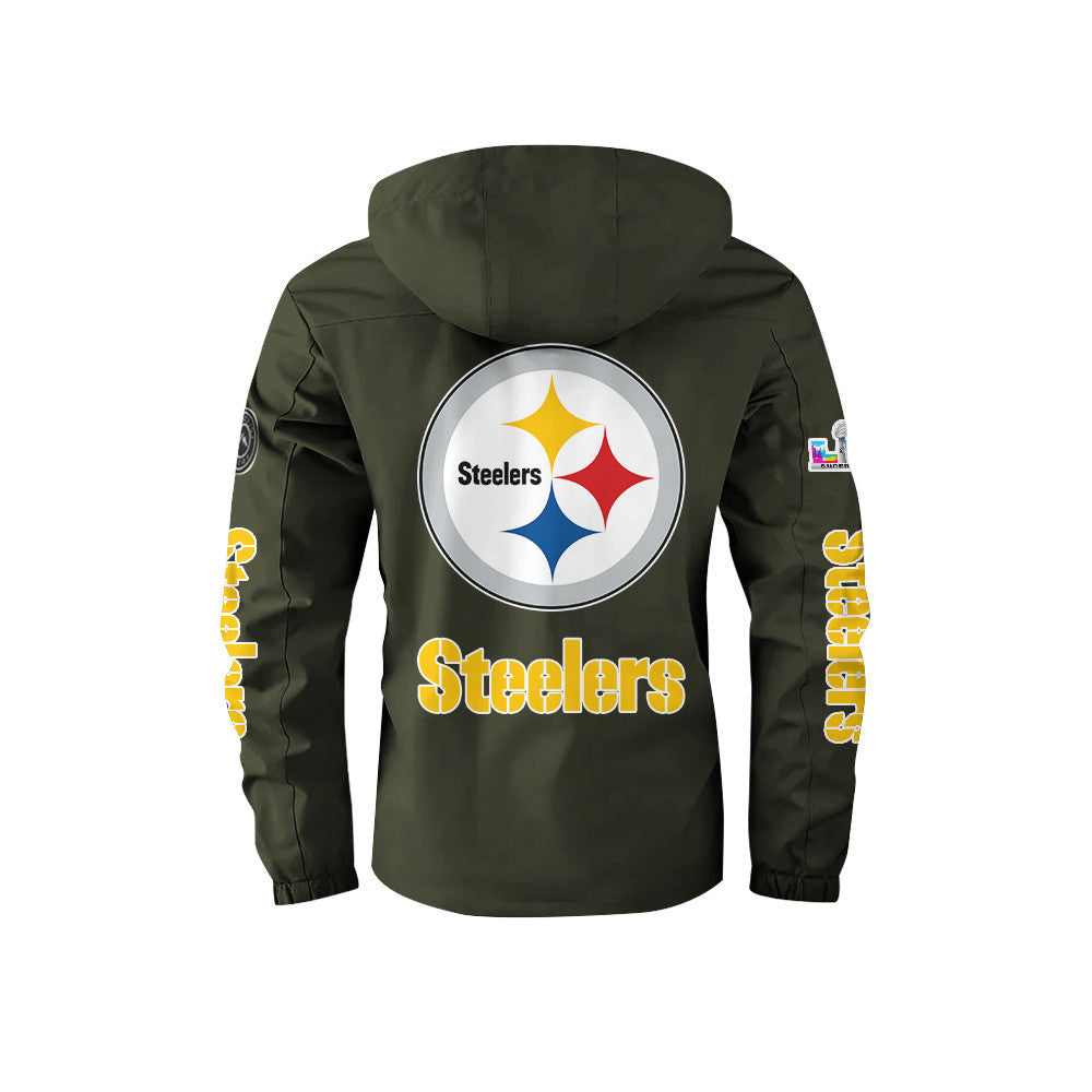 Pittsburgh Steelers 2026 Super Bowl LX Army Green Parka Coat – Printed Logos