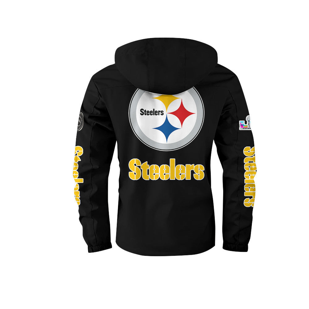 Pittsburgh Steelers 2026 Super Bowl LX Black Parka Coat – Printed Logos