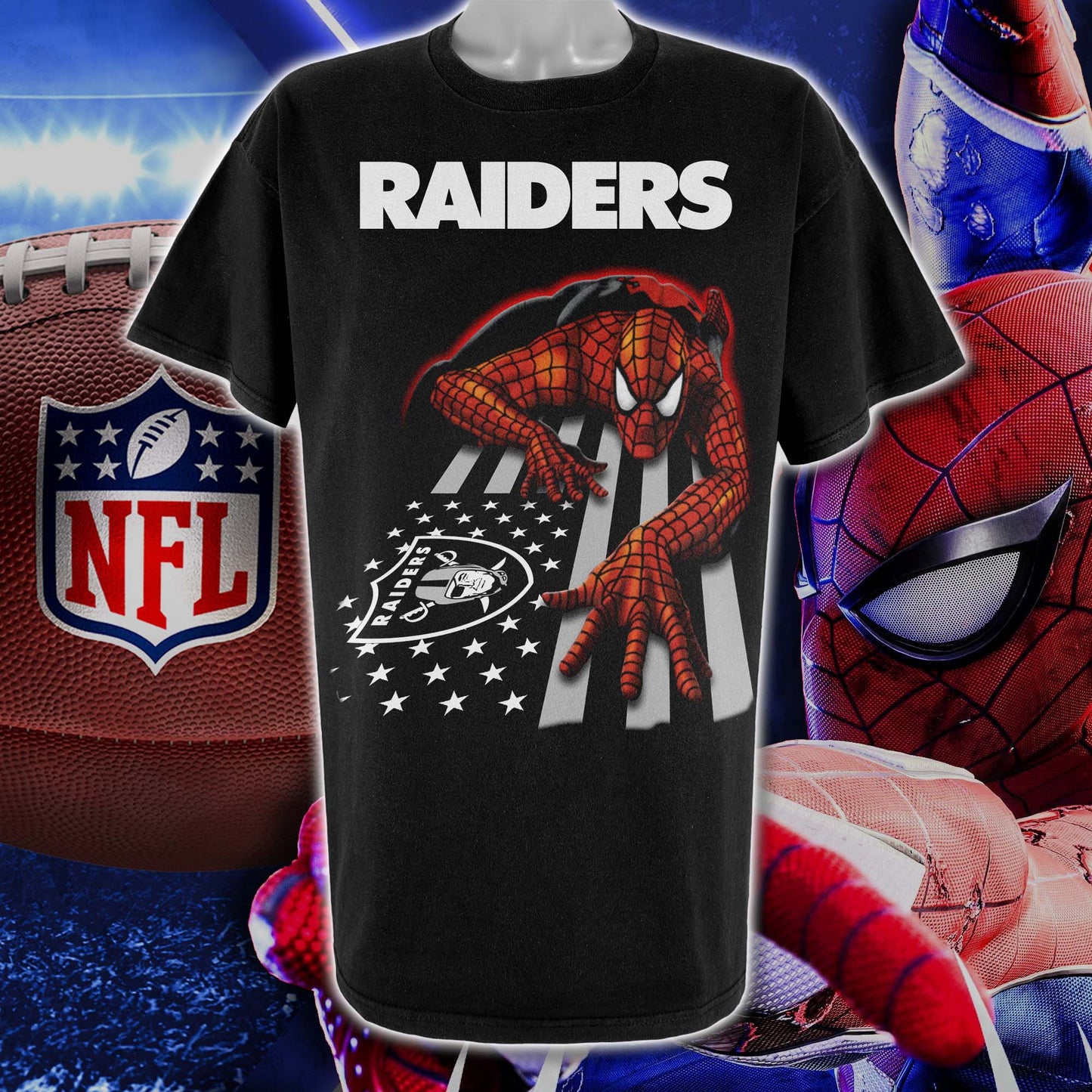 Las Vegas Raiders & Spiderman America Flag T-Shirt