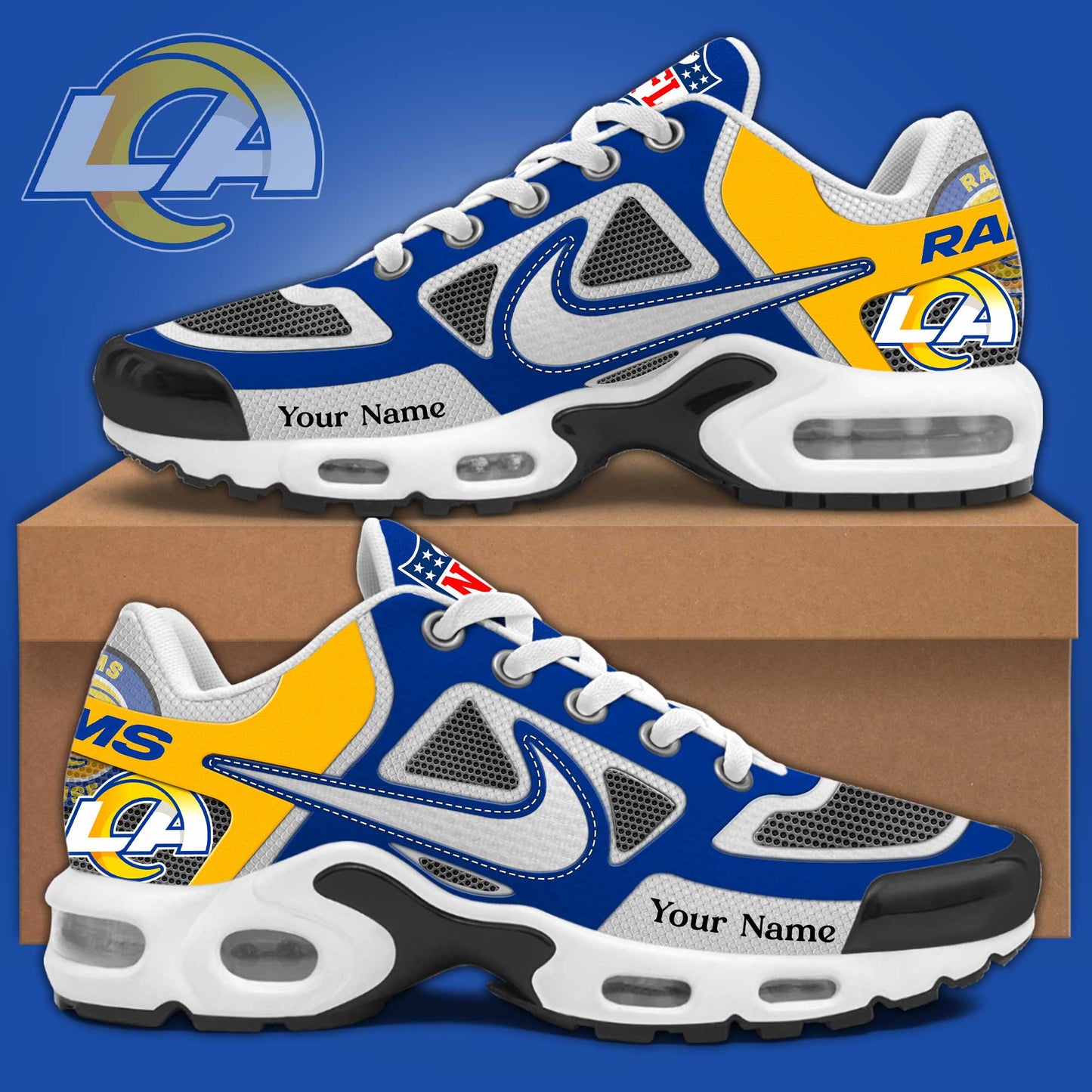 Los Angeles Rams Sport Limited Edition Custom Name Air Max Shoes Sneakers For Men And Women