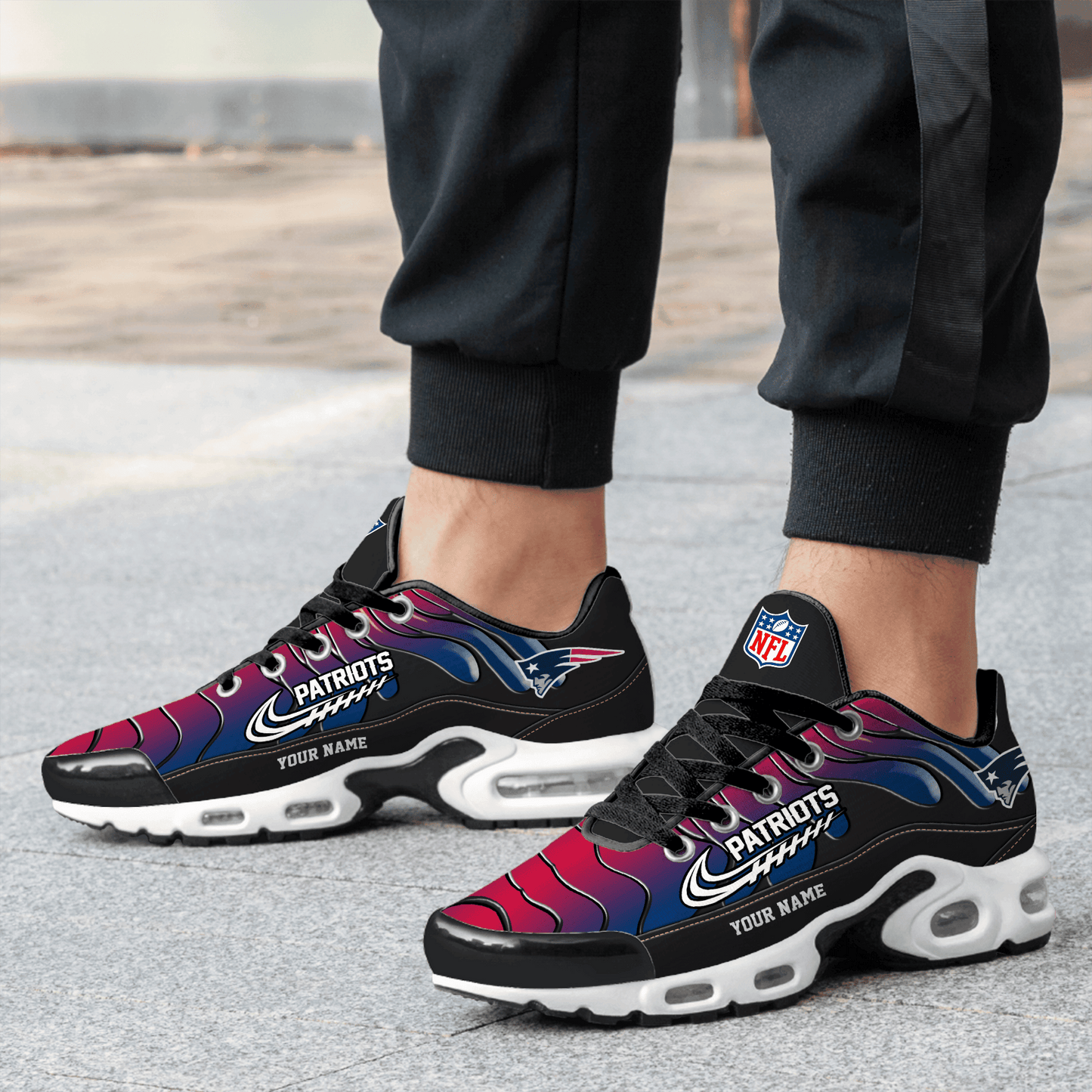 New England Patriots Ombre Limited Edition Custom Name Air Max Shoes Sneakers For Men And Women