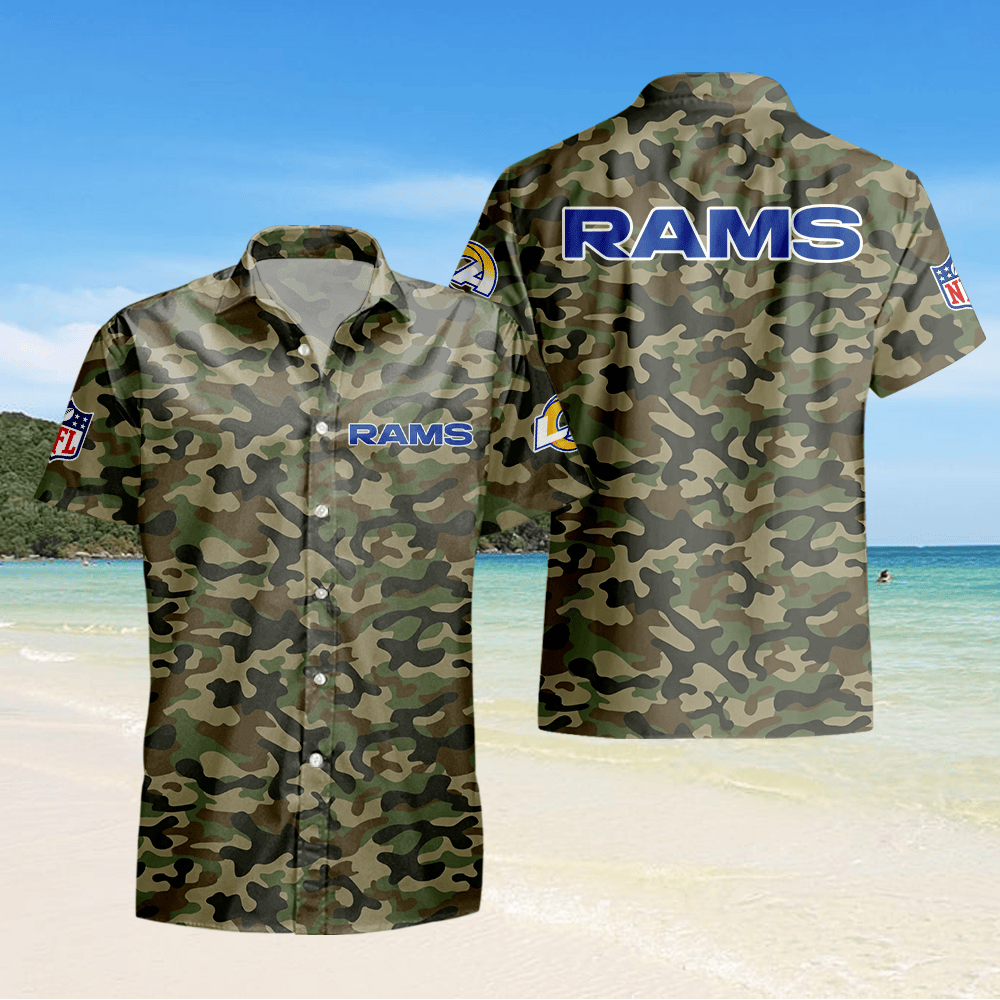 Los Angeles Rams Camo Hawaiian Shirt - Green