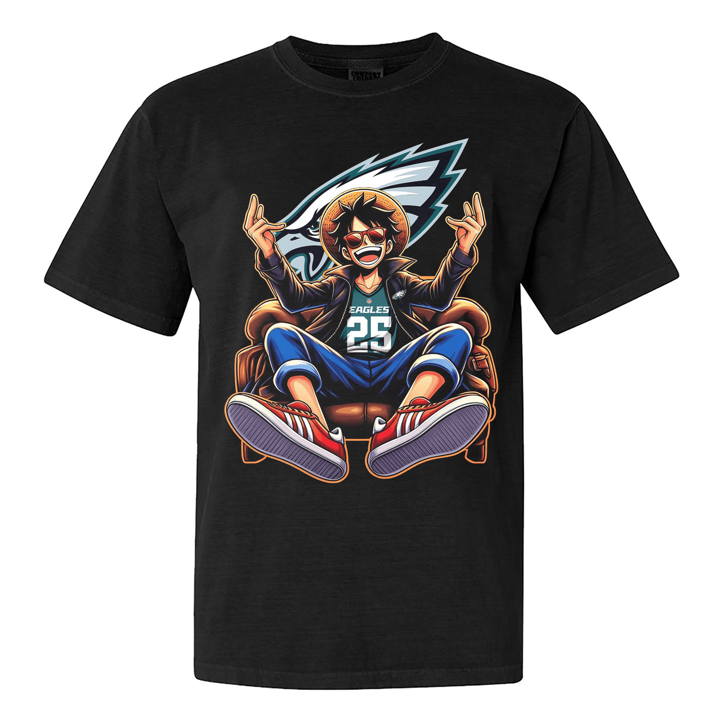 Philadelphia Eagles Luffy T-shirt - Black
