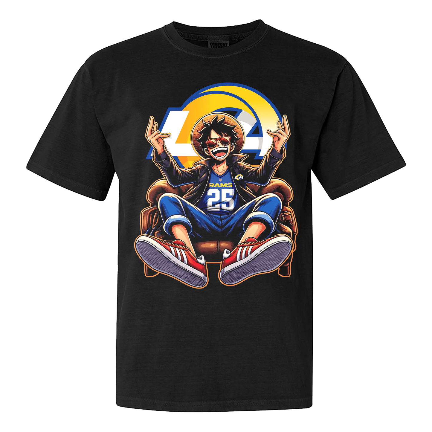 Los Angeles Rams Luffy T-shirt - Black